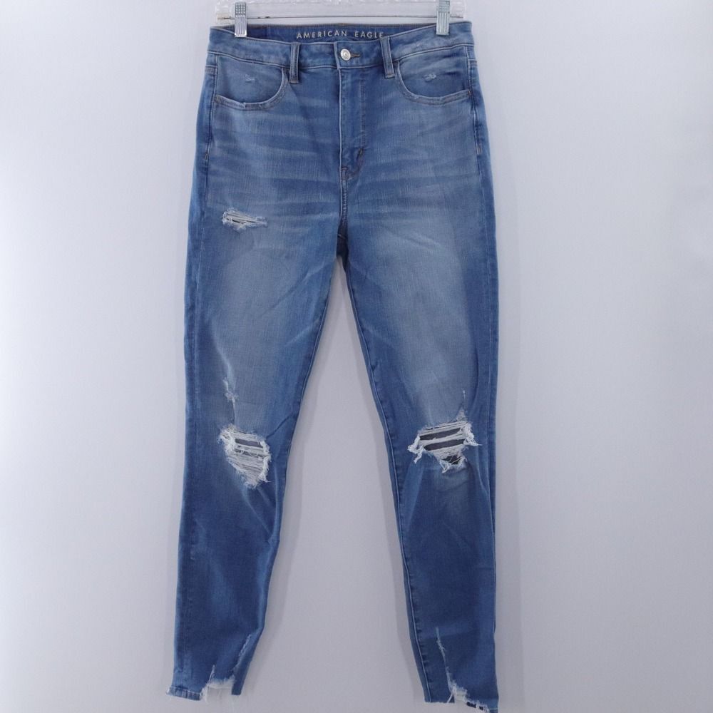 American Eagle Super Hi Rise Jegging Jeans Women's Size 8 Distressed‎ Ripped